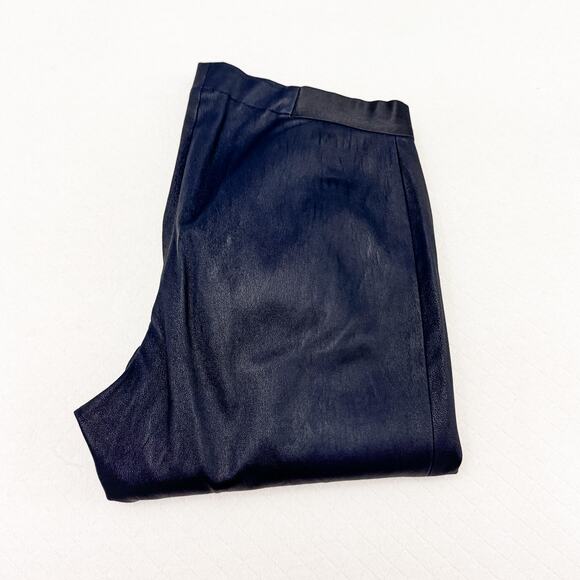 Alice & Olivia Dark Blue Lamb Leather Skinny Cigarette Pant Size 10 - Picture 1 of 7